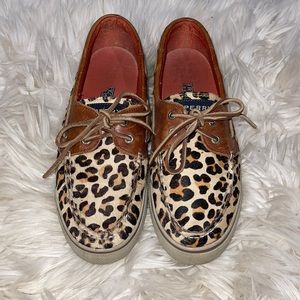 SPERRY LEOPARD PONY HAIR BOAT SHOE